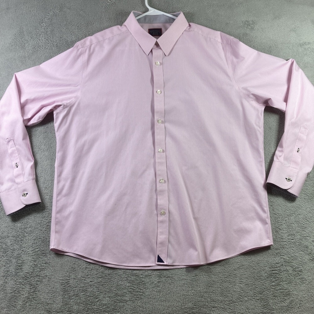 UNTUCKit Shirt Men XXL 2XL Pink Striped Wrinkle Free Button Up Preppy LS Cotton